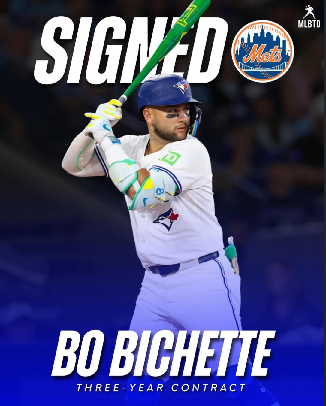 MLB Transactions Daily Bo Bichette signing graphic