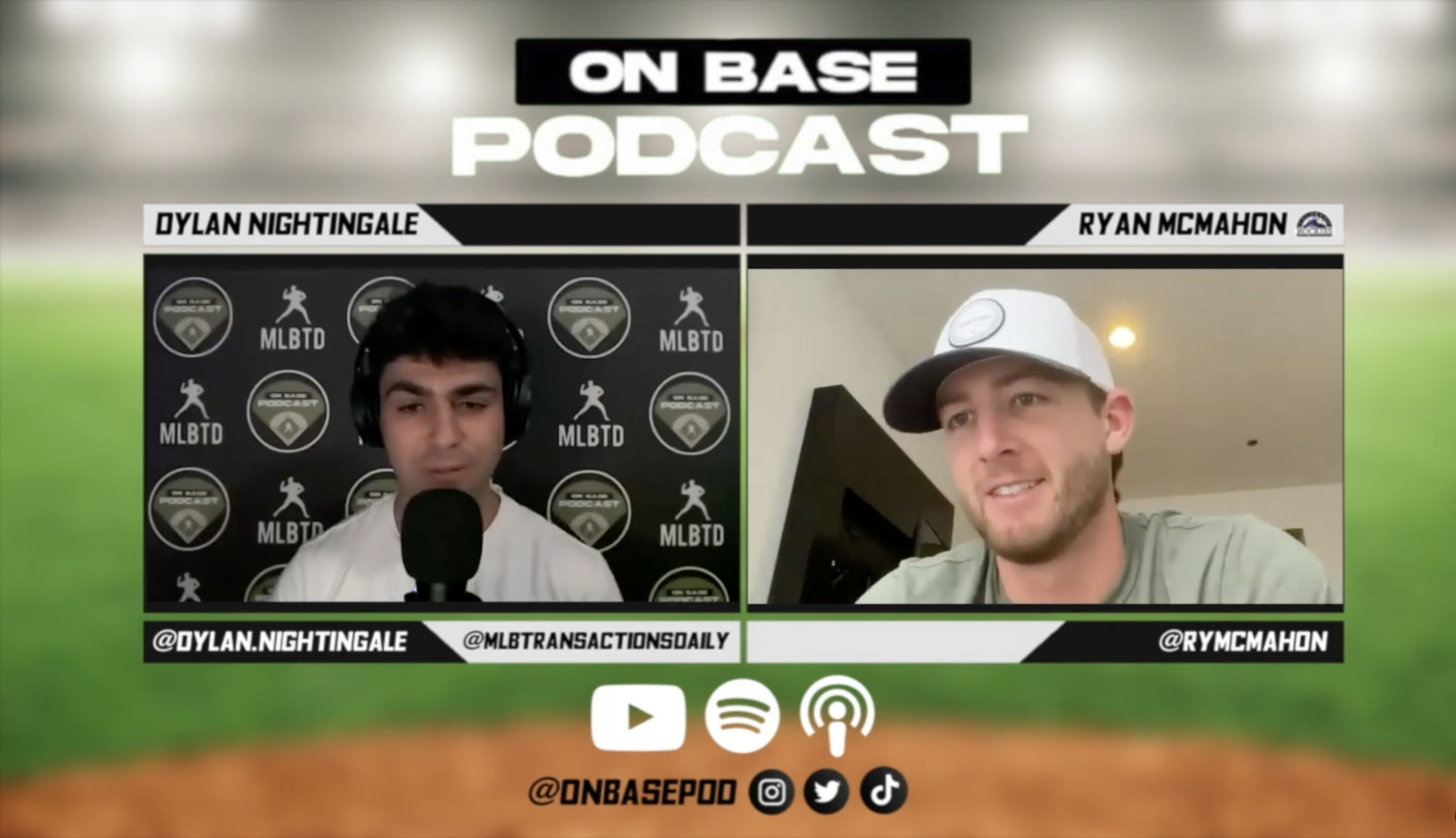 Dylan Nightingale interviewing MLB All-Star Ryan McMahon on On Base Podcast